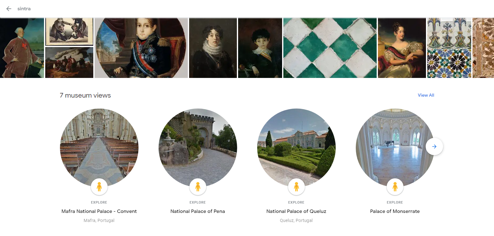 Google arte e cultura sintra visita virtual